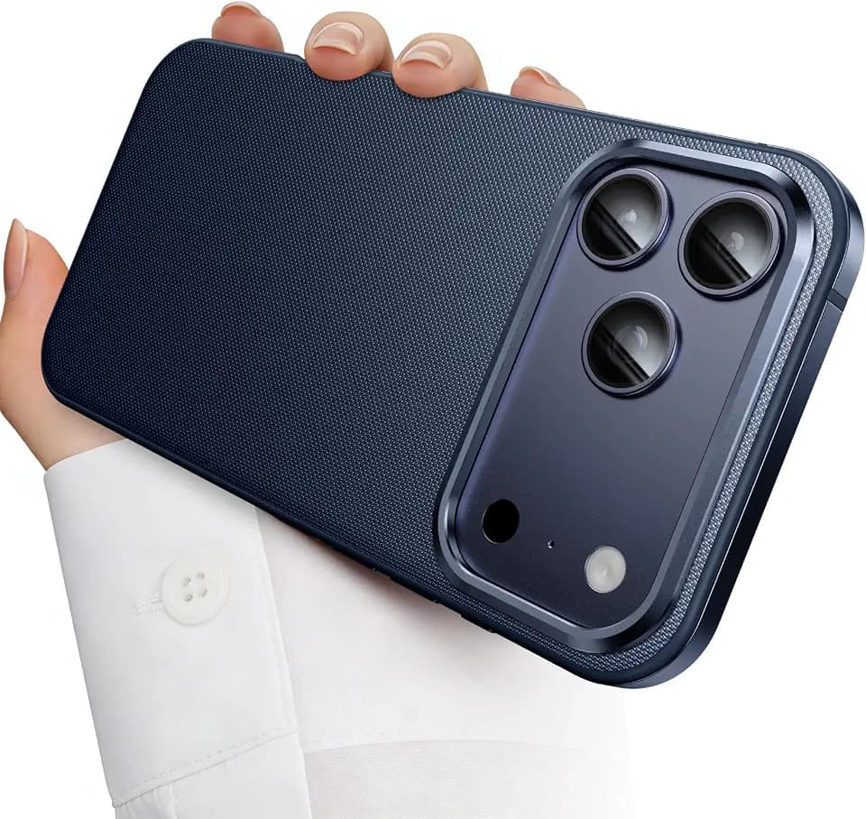 Metal Case for iPhone 17 Pro, [1:1 Metal Original Grip] Slim Aluminum Alloy Frame [Fit for MagSafe] Heavy-Duty Protection Shockproof Anti-Fingerprint Phone Case for 17 Pro Blue
