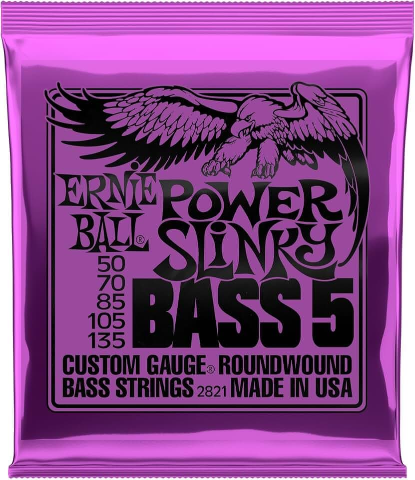 Ernie Ball Power Slinky Nickelwound 5-Saiten E-Basssaiten Saitenstärke 50-135