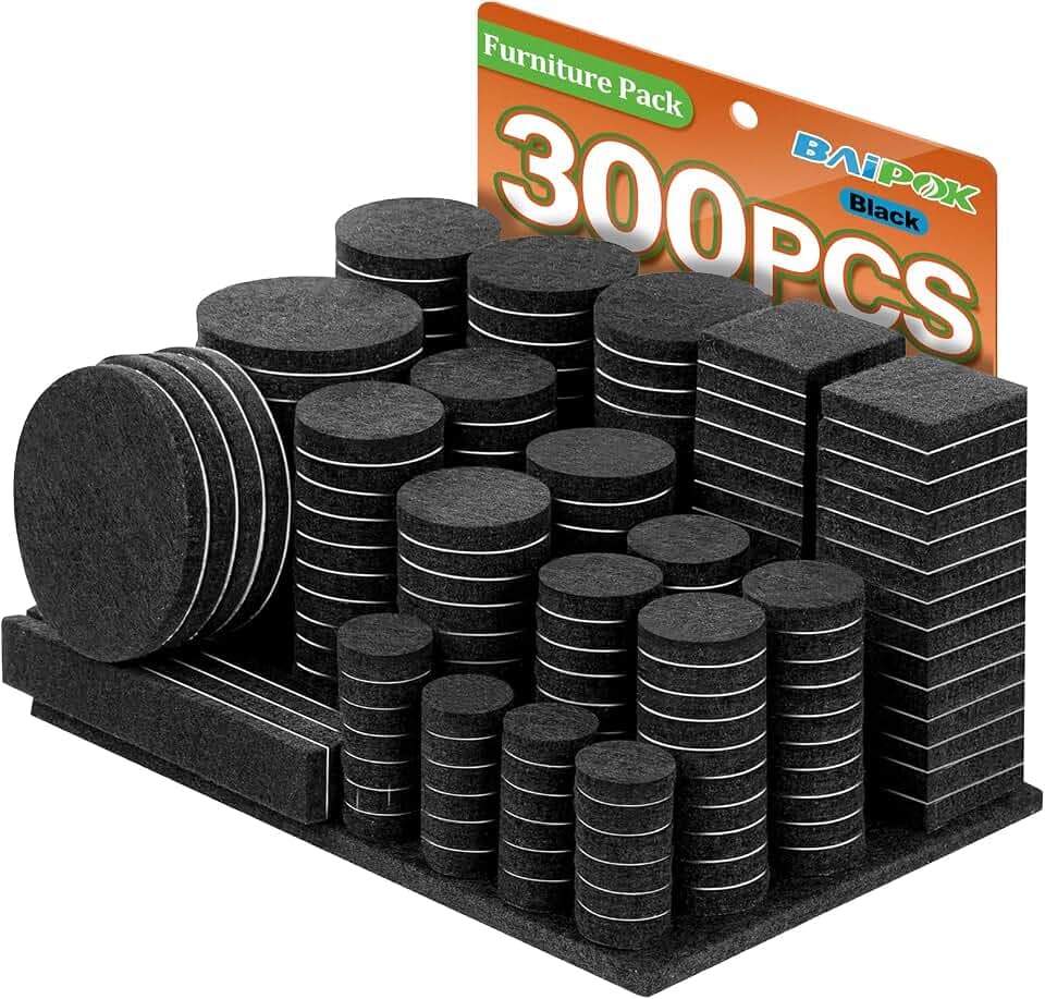Filzgleiter Selbstklebend Set 300 Stück Schwarz
