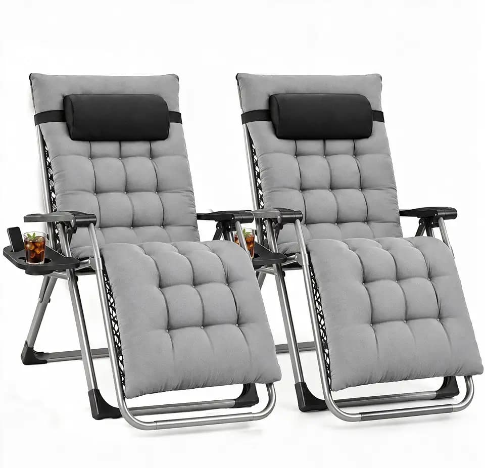 NEWBULIG Zero Gravity Chairs Set of 2 with Cup Holder Trays