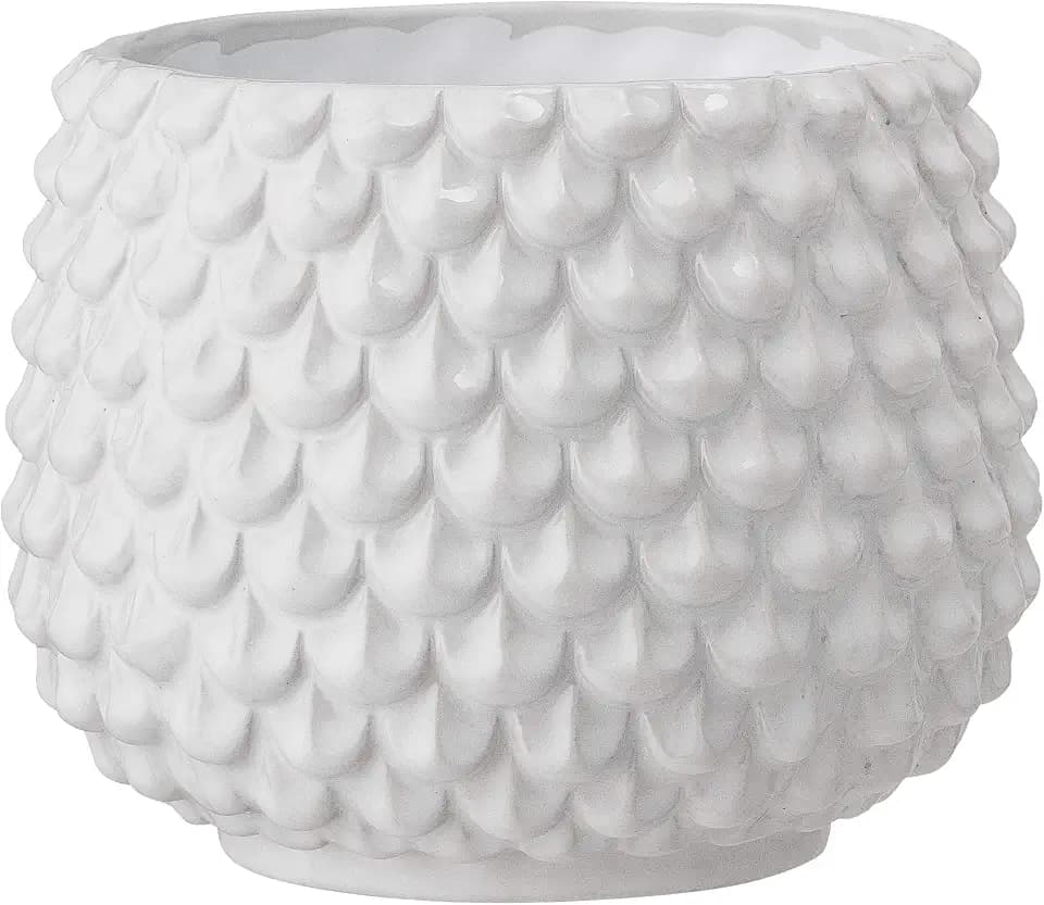 Bloomingville Stoneware Flower Pot Pinecone, Planter, 6,5'', White