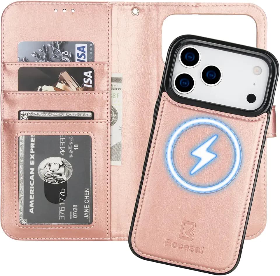 Bocasal for MagSafe Wallet Case for iPhone 18 Pro Max / 17 Pro Max Rosegold