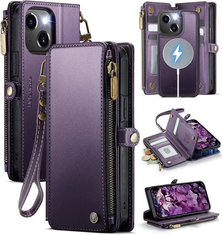Defencase for iPhone 11 Phone Case Wallet Compatible with Magsafe, Purple