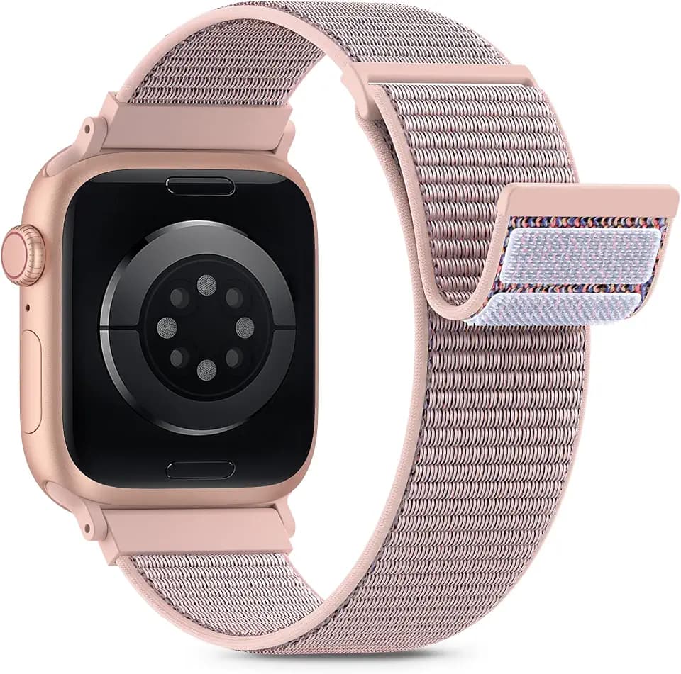 Nylon Loop Sport Band Compatible with Apple Watch Bands 44mm 45mm 46mm 49mm 42mm for Women Men, iWatch Wrist Straps for Ultra 4 3 2, Se, Series 12 11 10 9 8 7, Breathable, Soft Band Ideal for Outdoor