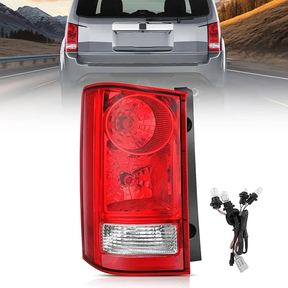 Nilight Taillight Assembly for 2009-2015 Honda Pilot Red Clear