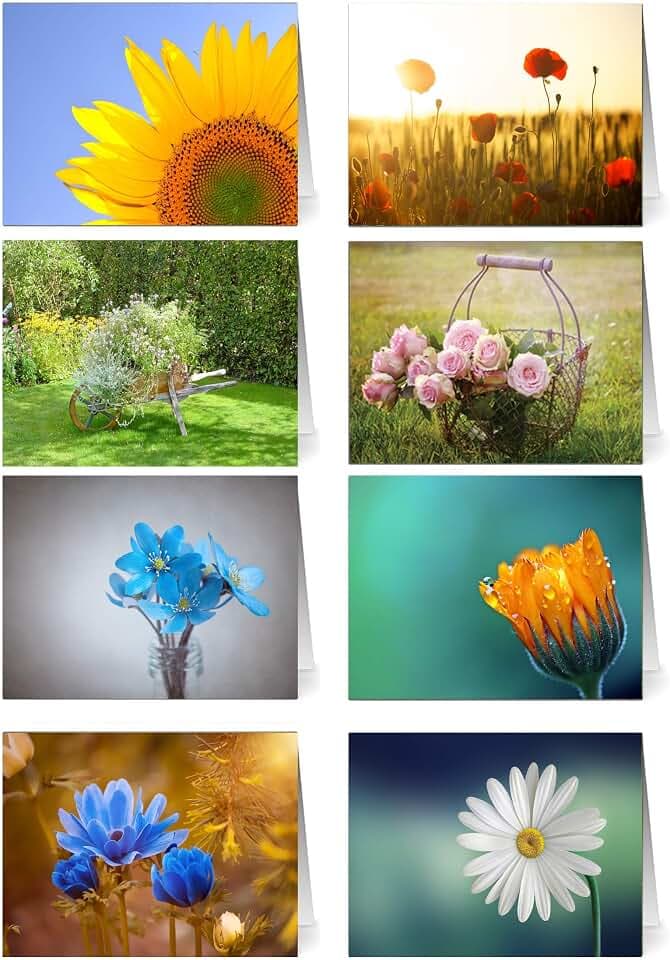 48 Grußkarten Blumen Klappkarten mit 48 Umschlägen Blumen & Garten