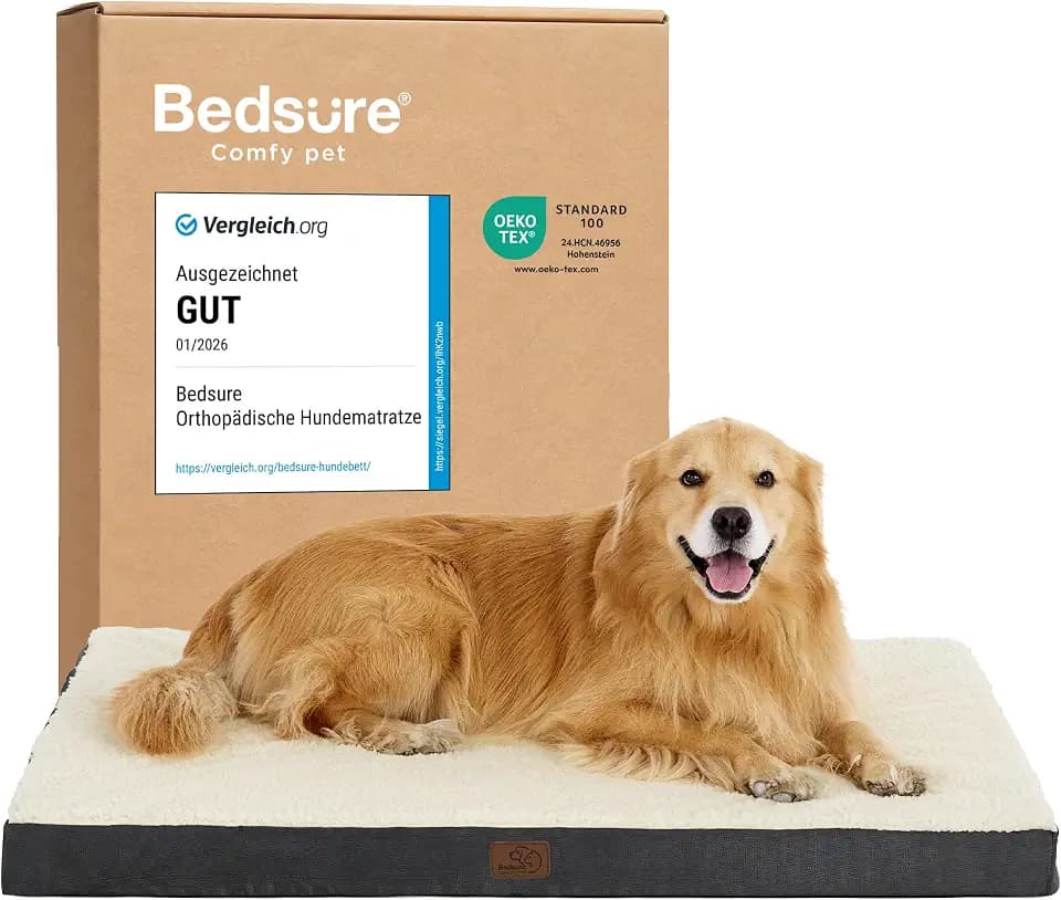 BEDSURE Orthopädisches Hundebett Große Hunde waschbar, 112x81cm grau