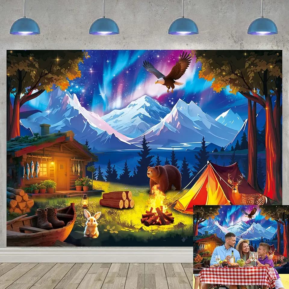 True North Trust Jesus in a Wild World Backdrop 7x5FT 2026 School Camping Photography Background North Pole Colorful Forest Animal Camper Decorations Supplies Photo Props
