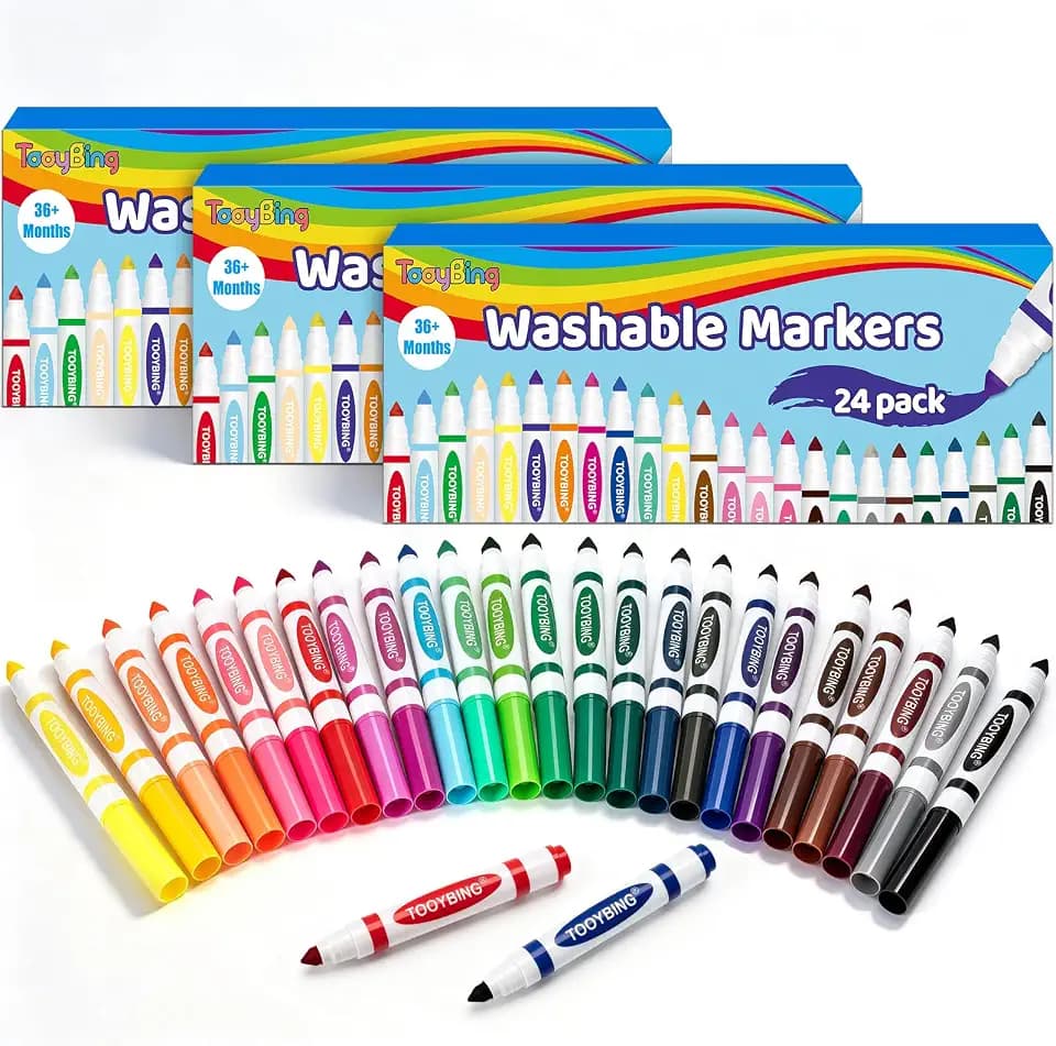 Washable Markers Bulk (72 Count, 3 Box), Broad Line Markers for Kids with Conical Tip, Assorted Colors, Drawing Essentials for School Classroom, Student Must Have for Coloring Book, Art Craft Supplies