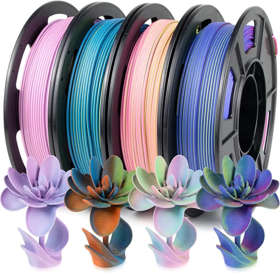 iSANMATE Matte Tri-color PLA Filament Set, 3-in-1 Color Koextrusion 3D Drucker Matte Filament 1.75mm, 250g Spule x 4 Farbe, Maßgenauigkeit +/- 0.03 mm