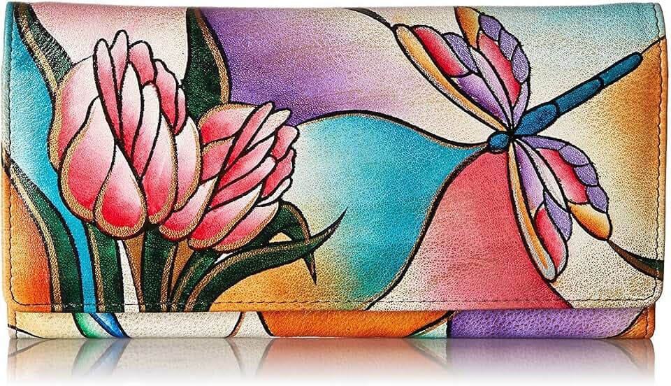 Anna by Anuschka Women's Hand Painted Genuine Leather Multi Pocket Wallet