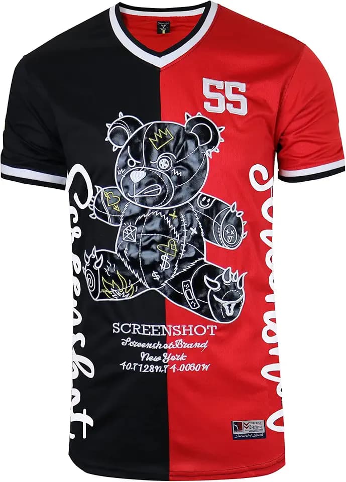 SCREENSHOT Mens Hip-Hop Premium Urban Sreetwear Fashion Jersey Top - NYC Style Basketball Sports Team Color Mesh Tops