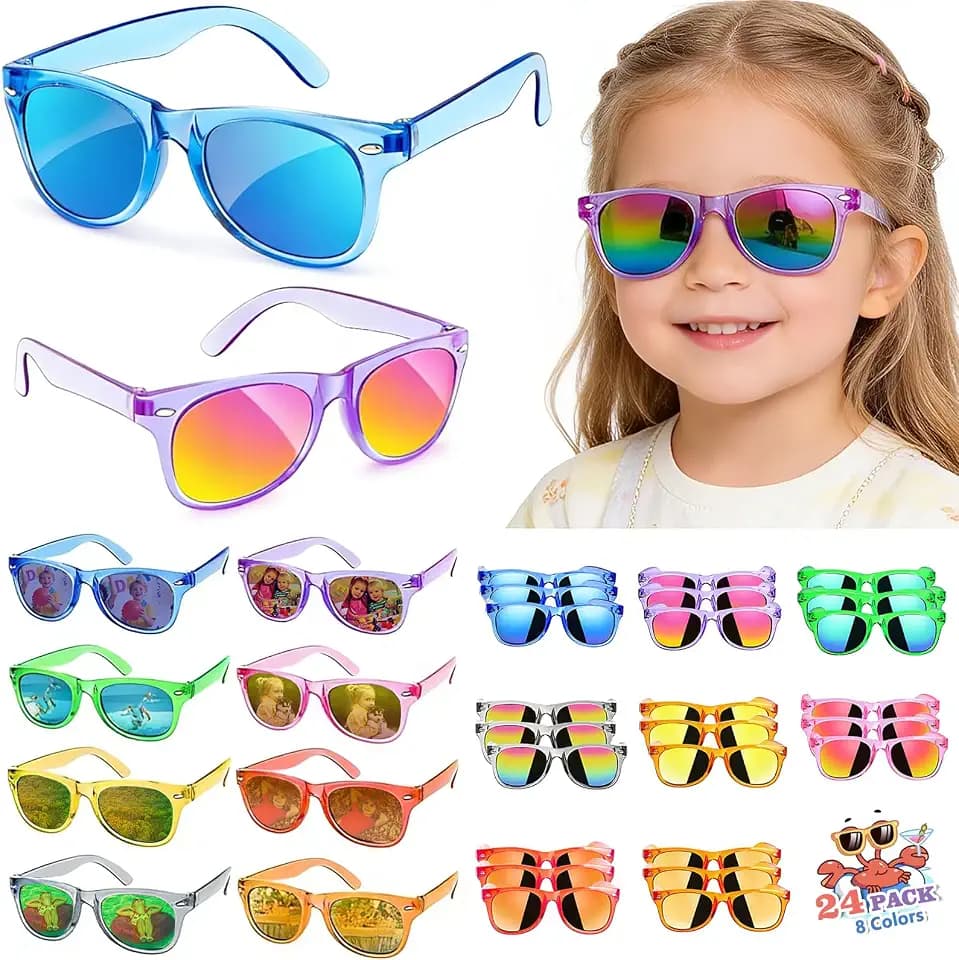 24 Bulk Kids Sunglasses Party Favors for Toddler Boys Girls Age 3-8