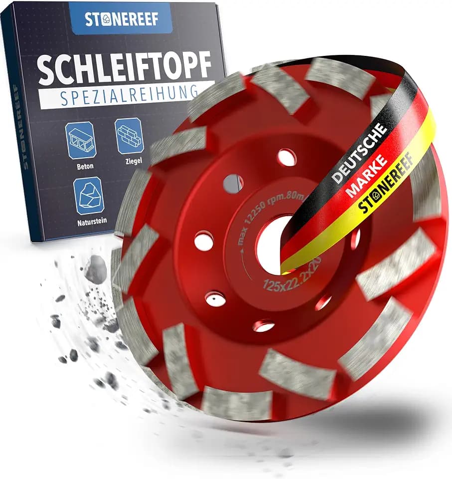 Diamantschleiftopf 125mm Schleifscheibe Beton Estrich Granit Topfscheibe