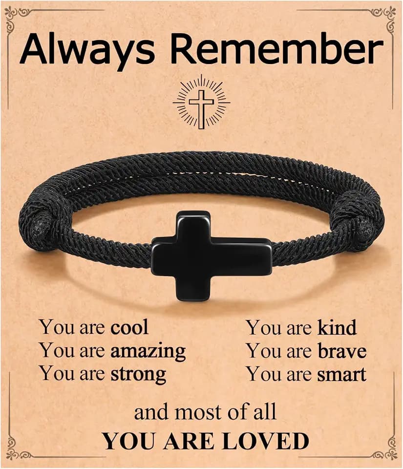 Cross Bracelet for Boys Men, Christian Gifts for Teen Boys Birthday