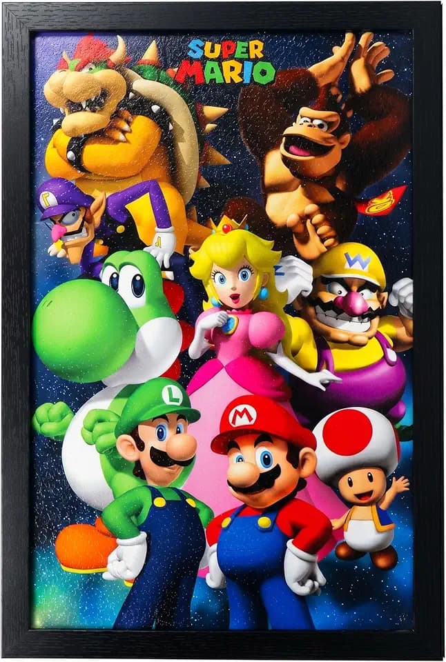 Pyramid America Super Mario Group 11x17 Framed Gel Coated Video Game Poster