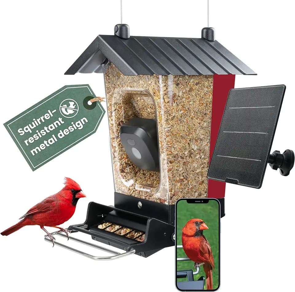 Perky-Pet Solar Powered Smart Bird Feeder with Camera, 3.2L Capacity