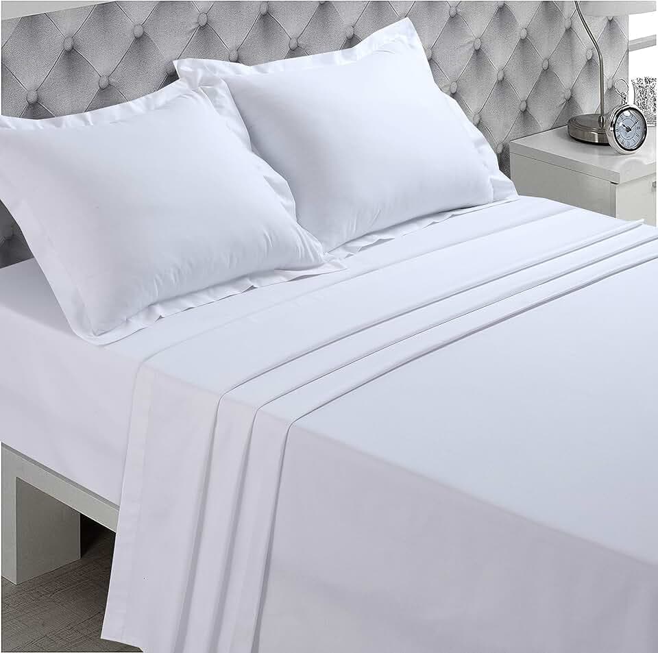 VISION - Bettlaken - 100% Baumwolle - Farbe: Weiß - 240 x 300 cm - Doppelbett - Natürliche Fasern - Dichte Webart - Weiches und atmungsaktives Gewebe - Oeko-Tex Zertifiziert