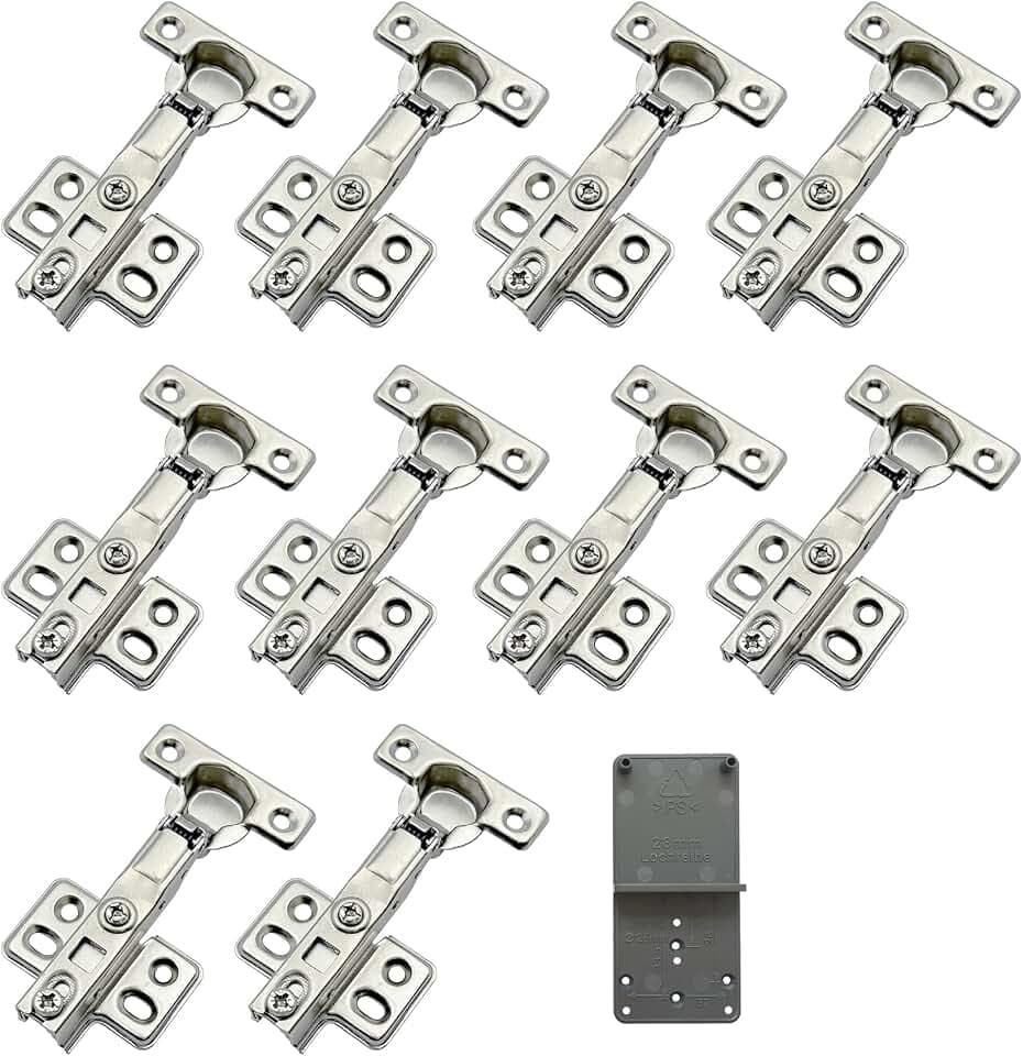 90 Grad Mittelanschlag 26 mm Soft Close Hydraulisch Scharnier Automatikscharniere mit Integriertem Dämpfer Schranktür Scharniere Topfscharnier für Küchenschrank Kleiderschrank 10 Stück