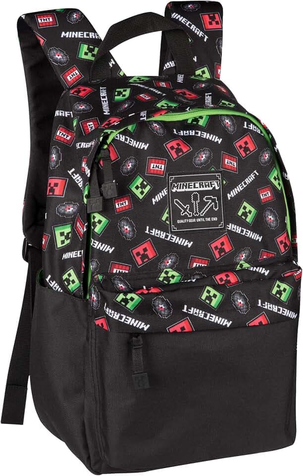 JINX Minecraft 17 Creepy Things Rucksack, Grün, Schwarz, 8488, Schwarz, 41 cm