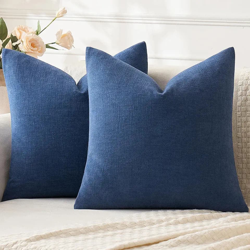 MIULEE Navy Blue Chenille Couch Throw Pillow Covers, 20x20