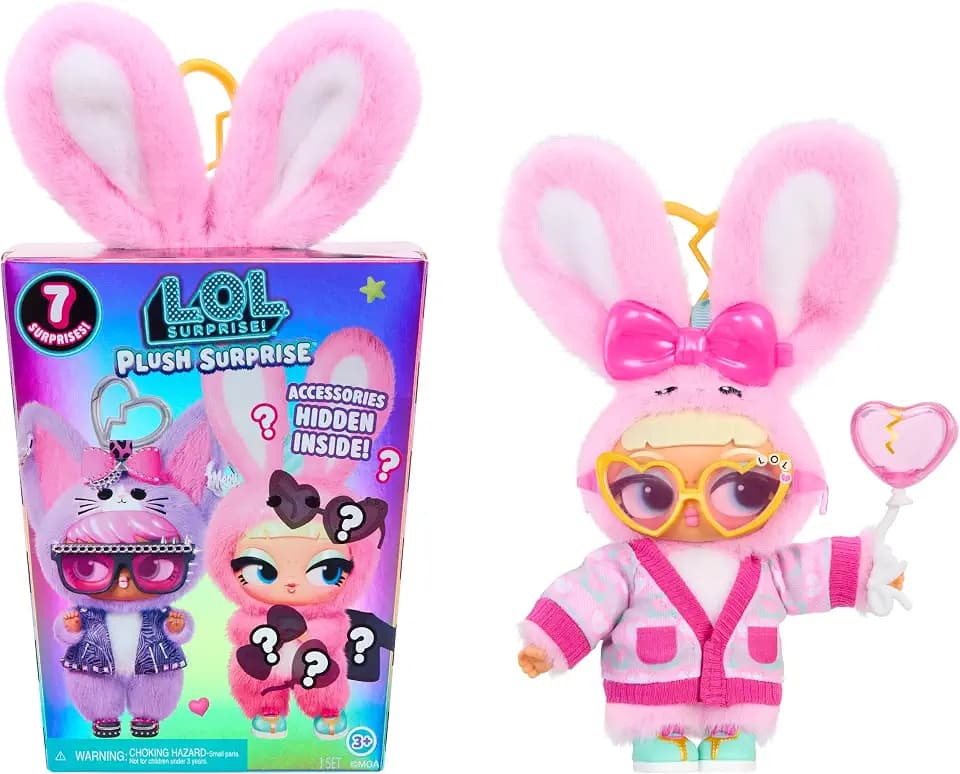 LOL Surprise Plush Surprise! Cinna-Bun Plush Doll with Hidden Fashions, On-the-Go Play, 7 Total Surprises – Great Gift for Kids Ages 3+