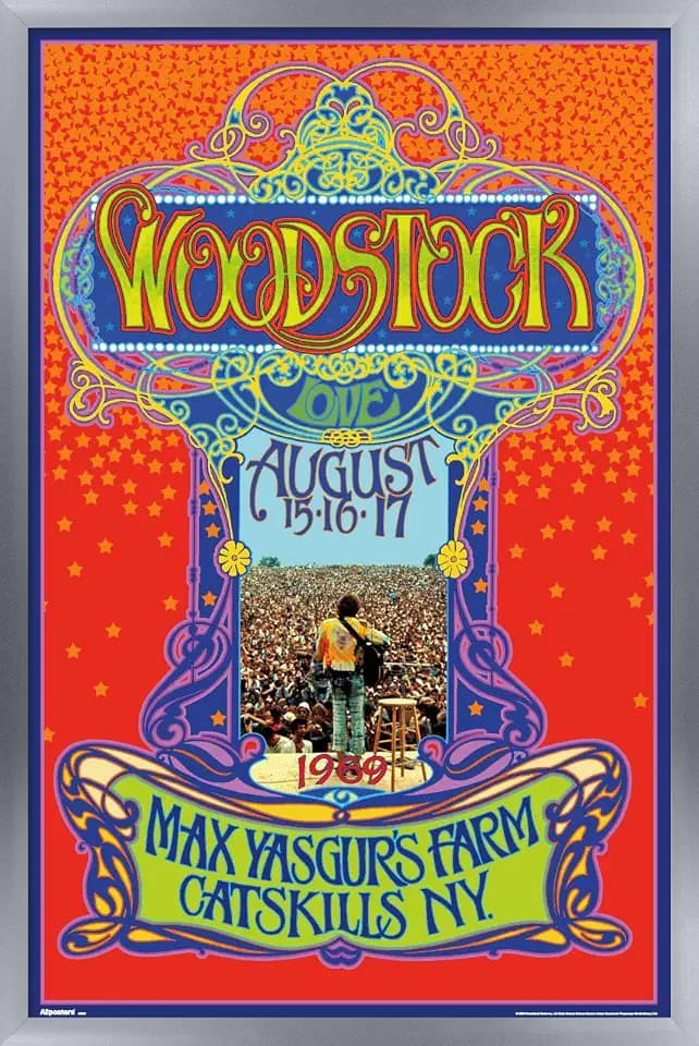 Trends International Woodstock - Bob Masse Wall Poster, 34L x 22.4W, Silver Framed Version