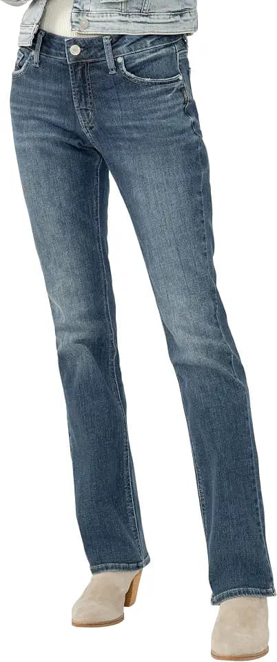 Silver Jeans Co. Women's Elyse Mid Rise Comfort Fit Slim Bootcut Jeans