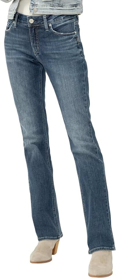 Silver Jeans Co. Women's Elyse Mid Rise Comfort Fit Slim Bootcut Jeans