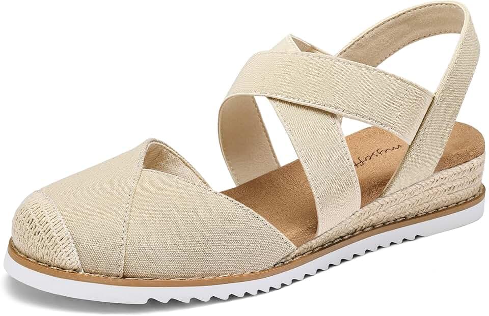 mysoft Womens Wedge Sandals Low Heel Closed Toe Espadrilles