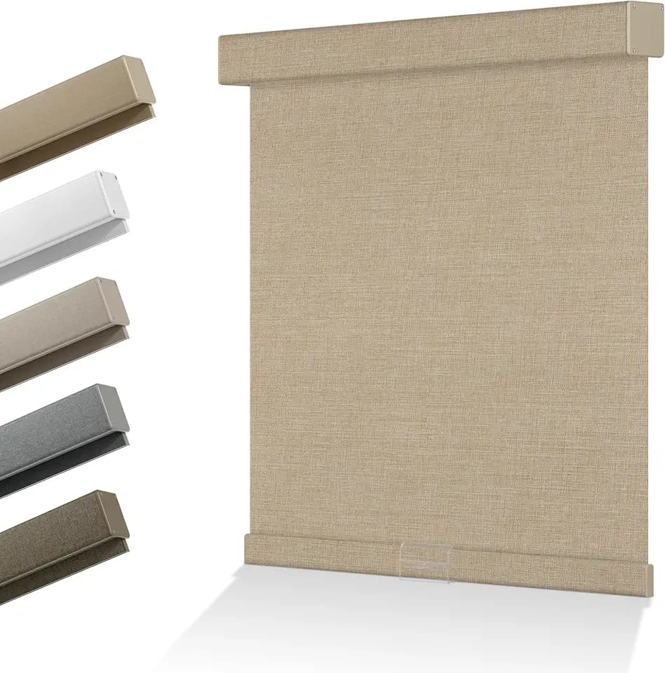 Blackout Roller Shades for Indoor Windows, Beige, 28.5" W x 72" H