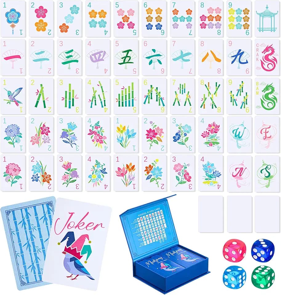 Soulchen 168-Piece PVC Blossom American Mahjong Cards, Large Print Set