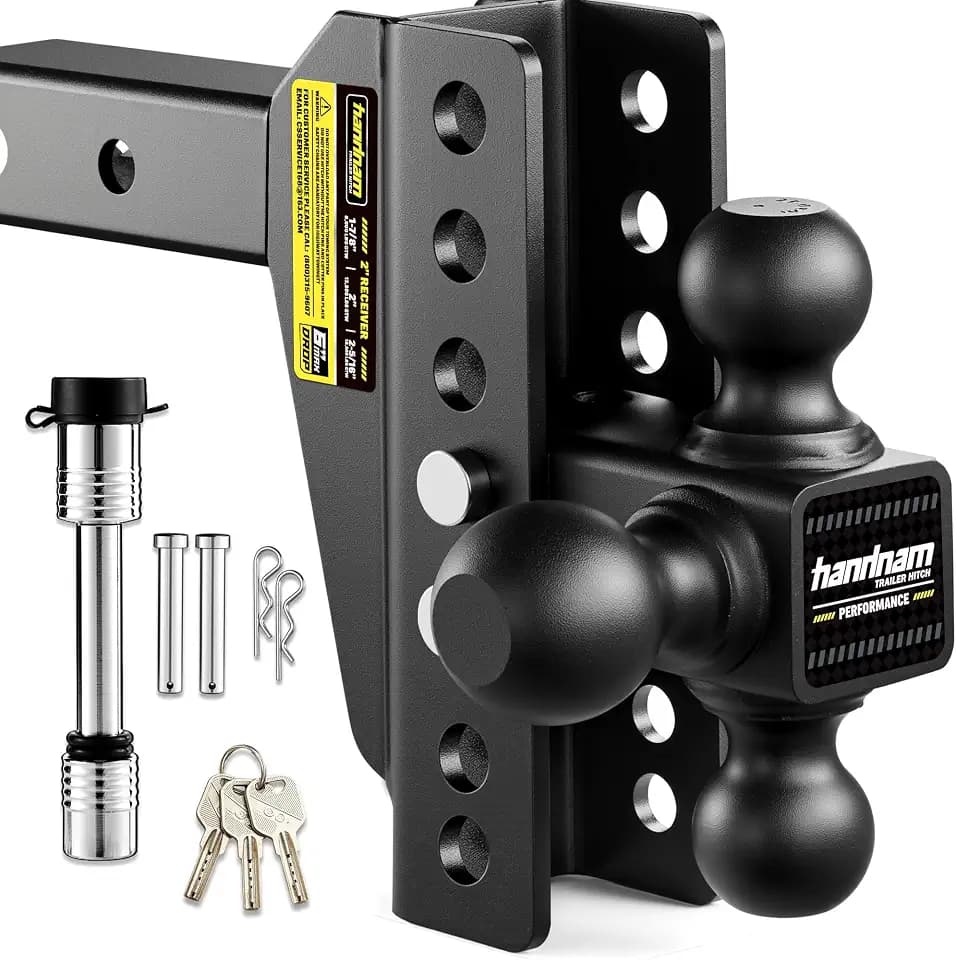 Adjustable Trailer Hitch Ball Mount with 6" Drop/Rise Fits 2" Receiver