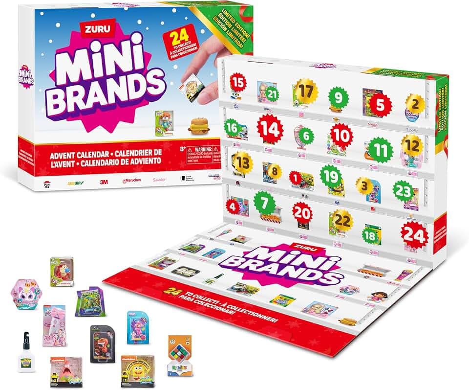 Mini Brands Adventskalender 2024 von ZURU Mini Brands Limitierte Edition Adventskalender mit 4 exklusiven Minis, Mystery Collectibles Toys kommt mit 24 Minis