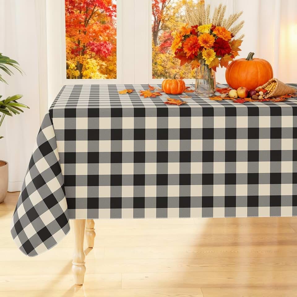 Smiry Picnic Table Cloth, Vinyl Tablecloths with Flannel Backing, 54"x78"