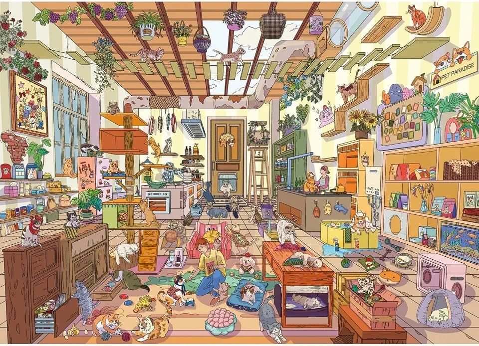 HUADADA 1000 Teile Puzzle für Erwachsene "Pet Shop" Jigsaw 1000, für Männer und Frauen