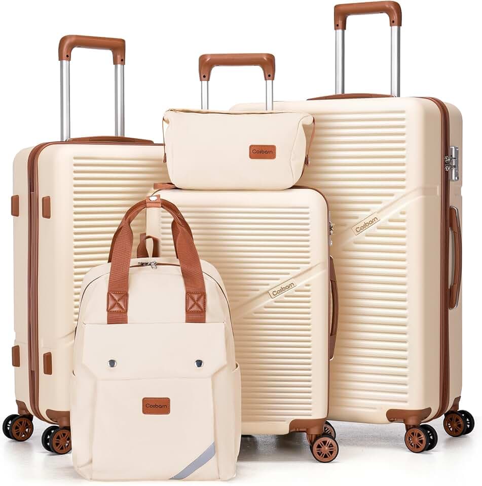 Cosbarn Luggage Sets, Lightweight Durable Hardshell 5 Piece Suitcase set