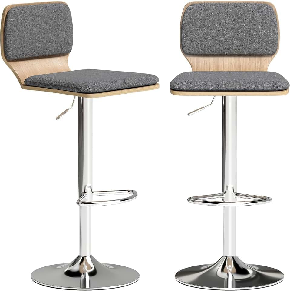 HOMCOM 2er-Set höhenverstellbare Barhocker 41x47.5x81-102cm grau