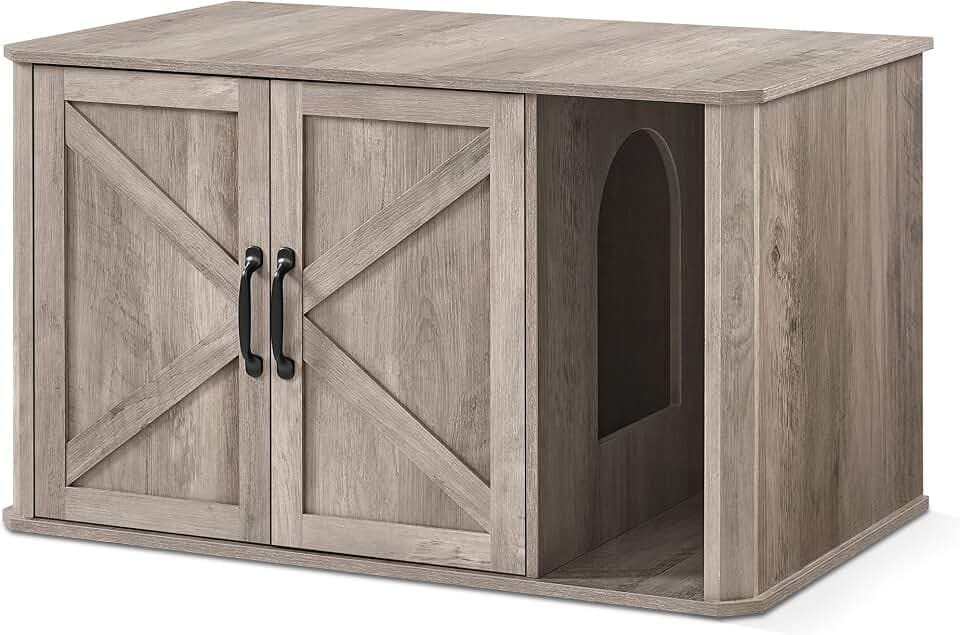 Feandrea Double Cat Litter Box Enclosure for 2 Cats, Front Entry