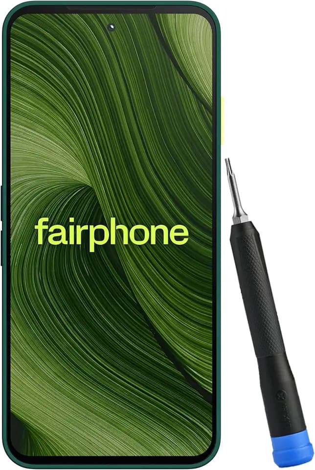 Fairphone Gen. 6 (reparierbares und langlebiges Smartphone (6,31"-Display, 50-MP-Dual-Kamera, 8GB/ interner Speicher 256GB, 4315 mAh, Android 16)) inkl. iFixit Schraubendreher