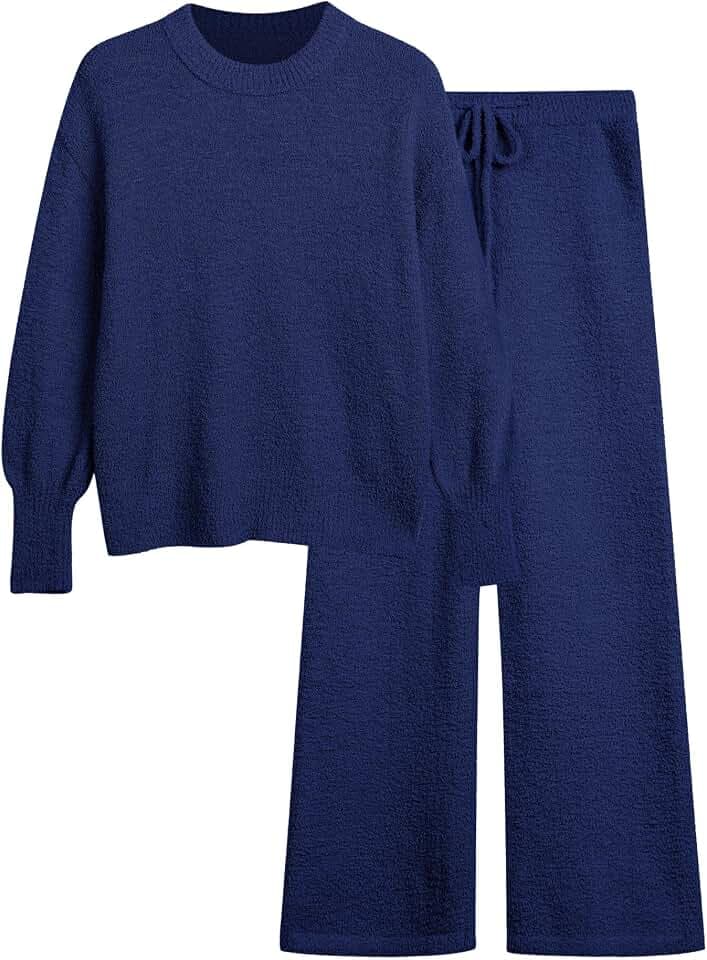 GKBK Women's 2 Piece Oversized Fuzzy Fleece Pajama Set Long Sleeve Fall Winter Pajamas Lounge Sets 2026 Trendy Pajamas