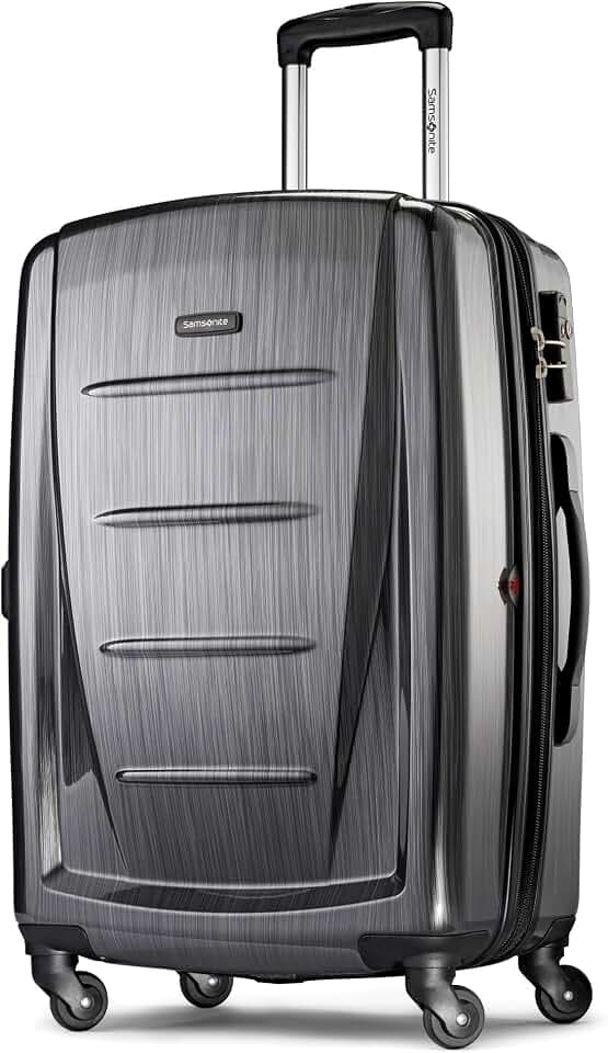 Samsonite Winfield 2 Hardside Expandable Luggage with Spinner Wheels, Charcoal, Checked-Medium 24-Inch