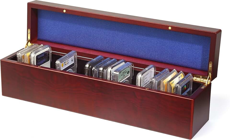Lighthouse - Coin Box for 25 Slabs - Perfect for Certified Coin Slabs from PCGS, NGC, ANACS, ICG and More - Mahogany Wood Grain Finish, MSLBOX25