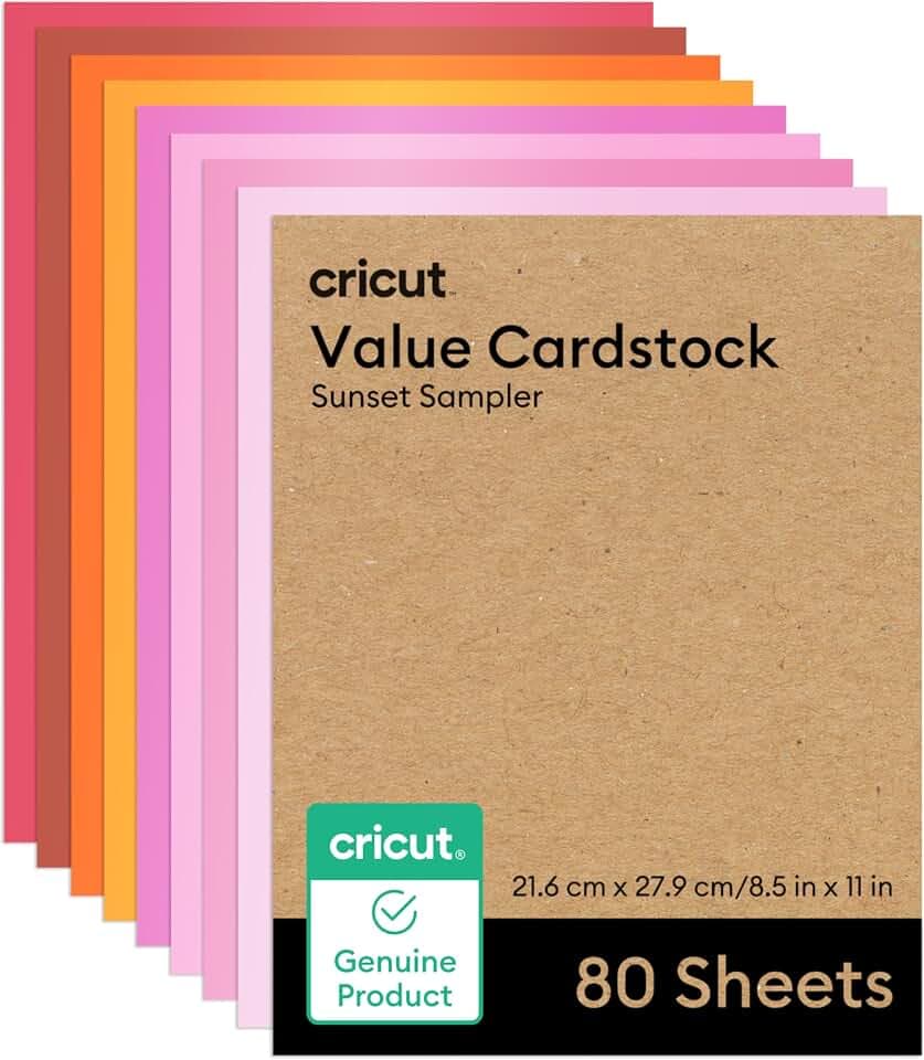 Cricut Value Cardstock Paper, Sunset Sampler - 80 sheets (8.5 in x 11 in)