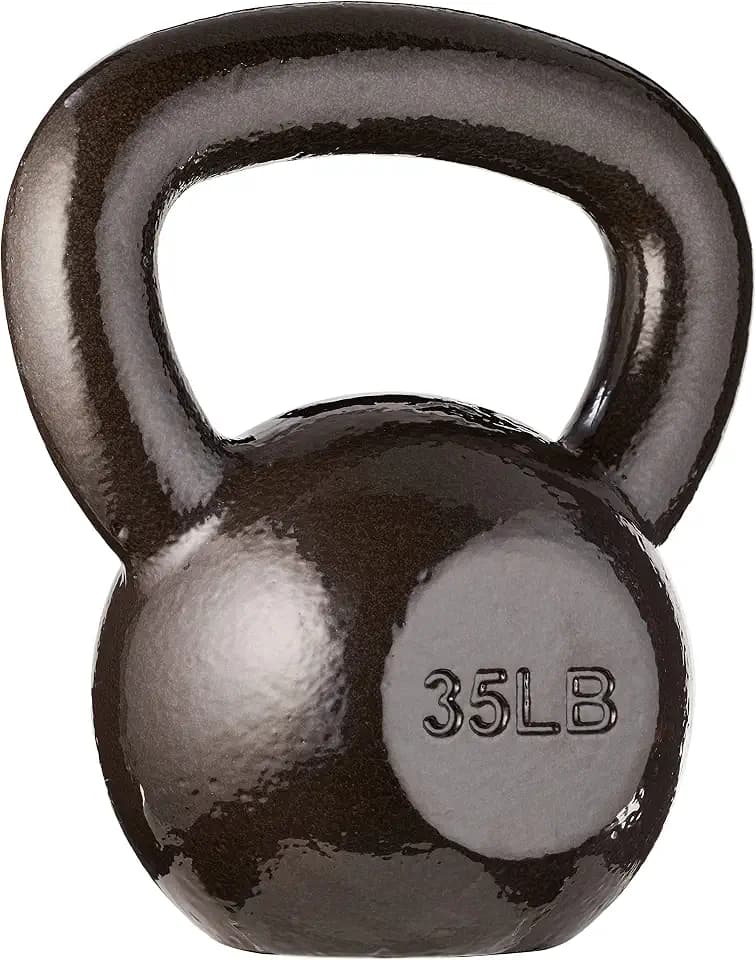 Amazon Basics Cast Iron Kettlebell for Strength Training, Textured Wide Handle, Black