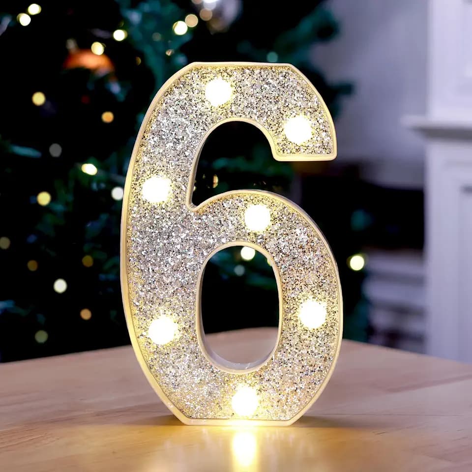 Glitter Silver LED Letter Lights Marquee Light Up Letters - 6