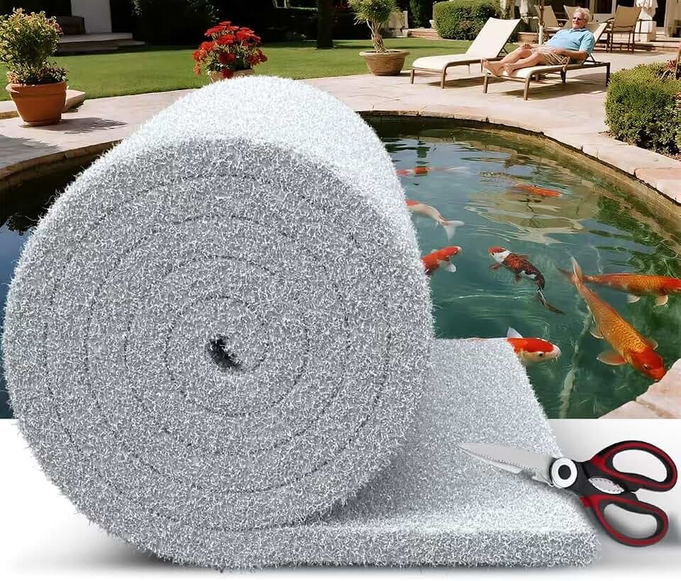 Pond Filter Pad 12"x72"X1"-Thickened Durable Pond Filter Material & Cut to Fit Filter Media for Koi Ponds, Aquariums & Fountains-Reusable for Clear, Healthy Water