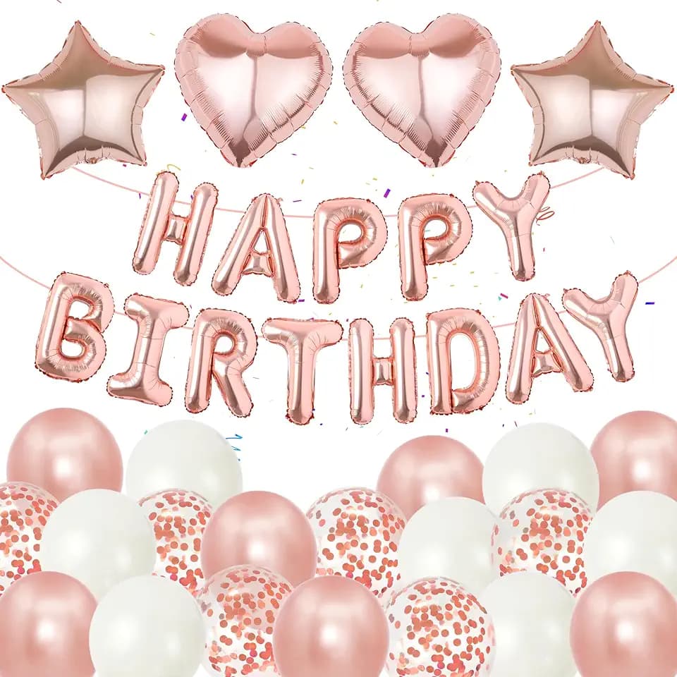 Happy Birthday Girlande Rosegold, 37 Stück Luftballons für Frauen Mädchen