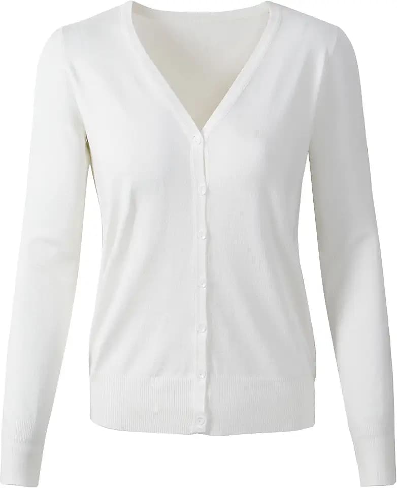Durchgeknöpfte, langärmlige Damen-Strickjacke mit V-Ausschnitt, weiches Strickmaterial
