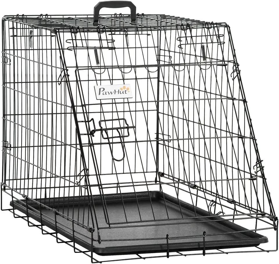 Pawhut Trapez Faltbare Hundebox Haustierbox Käfig Herausnehmbares Tablett 77 x 47 x 55 cm